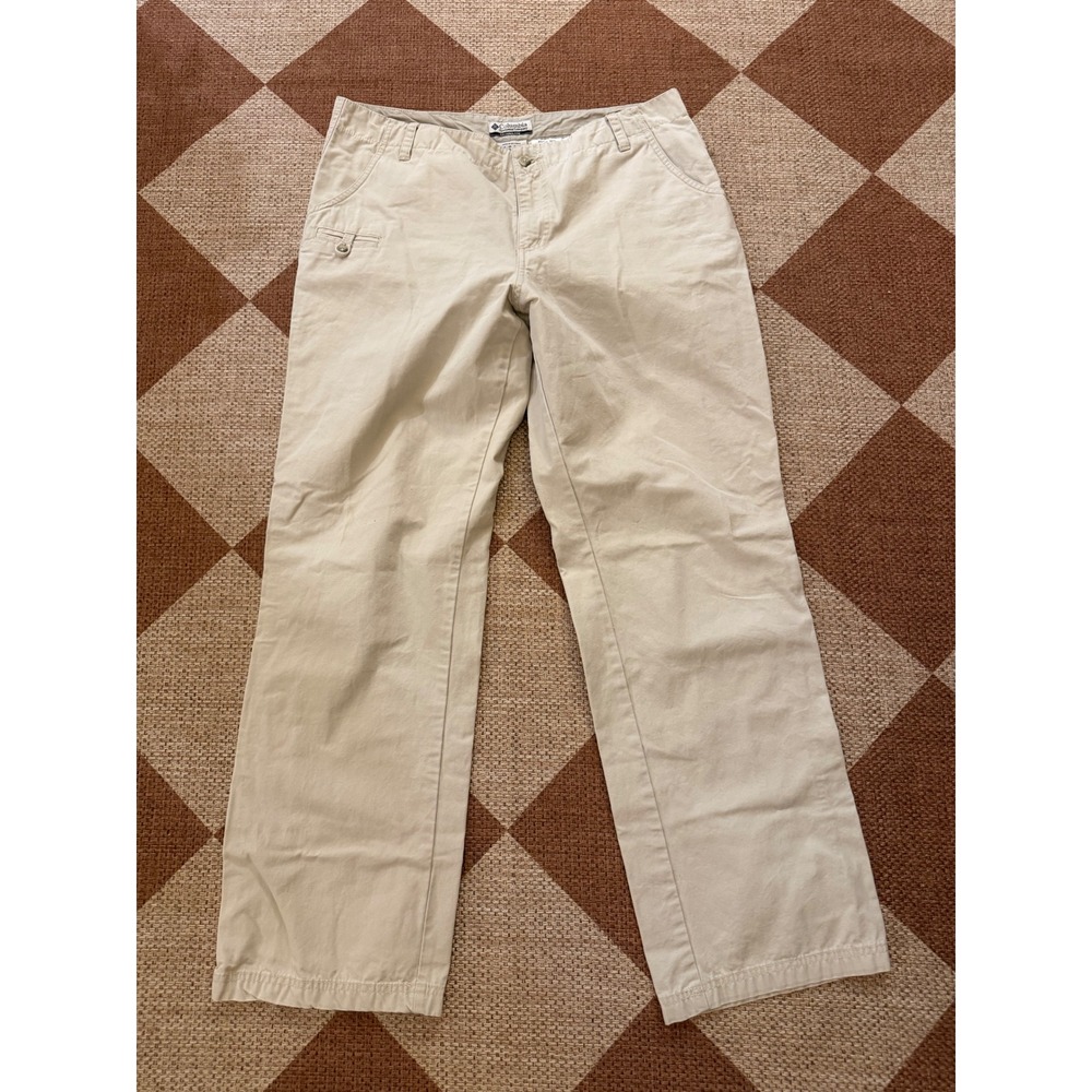 Columbia Sportswear Womens Khaki Chino Pants Beige Cotton Straight Leg Size 14